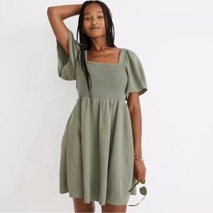Madewell- Lightspun Lucie Smocked Tie-Back Mini Dress